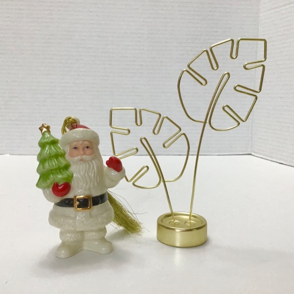 Lenox Very Merry Santa Holding Christmas Tree Porcelain Ornament & Photo Stand - Picture 2 of 11